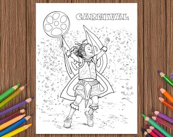 Steel Pan Costume, Kiddies Carnival - Coloring Page - Digital Download, Printable Caribbean Art, Trinidad and Tobago Steel
