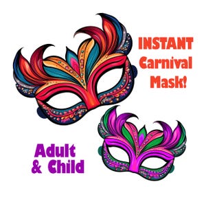 Utskrivbar Trinidad Carnival-mask för vuxna och barn