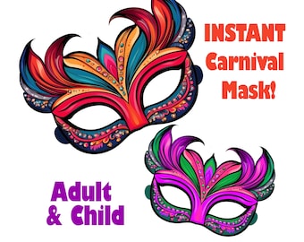 Printable Trinidad Carnival Adult & Child Mask