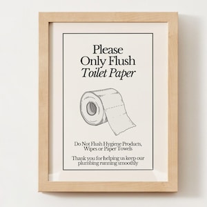 Minimalistisch toiletpapier vlak bord, Airbnb verhuur badkamerinrichting (digitale download)