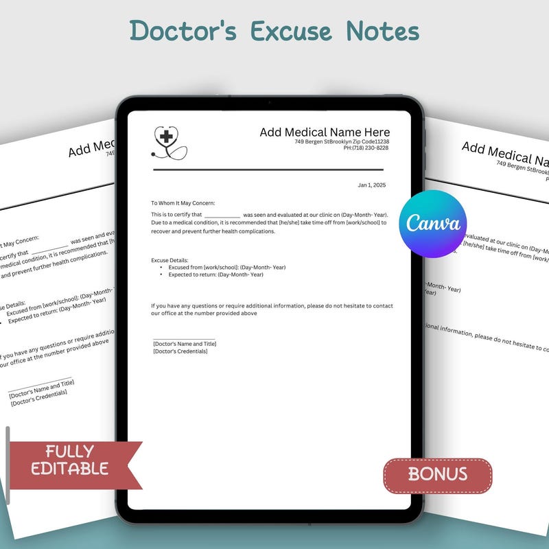 Dr Excuse Template - Etsy