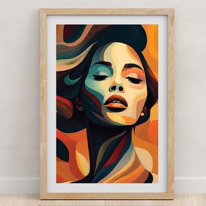 Modern Abstract Woman Art Print, Colorful Female Figure Painting, Contemporary Feminine Wall Art, Vibrant People Artwork | Digital Download