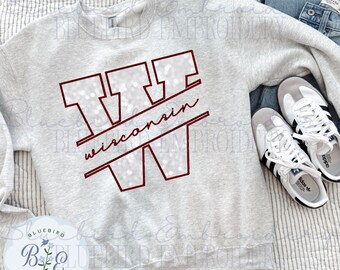 WI State Applique Digital Embroidery Design