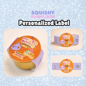 Etiqueta personalizada para dumplings blandos sorpresa / Envoltorio personalizado para recuerdos de fiesta de cumpleaños / Etiqueta viral para dumplings blandos / Impresa y precortada
