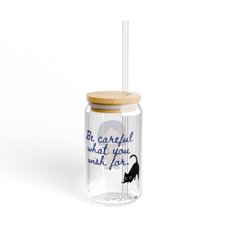Toca Boca Inspired Coraline Glass Sipper – Yellow Raincoat Girl Fan Art (16oz) image 2