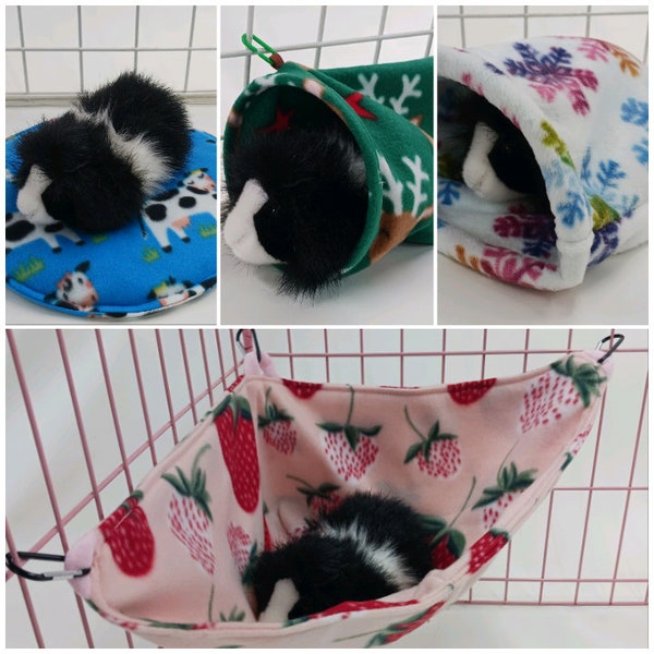 Buy 3 get 1 FREE! Corner Hammock, Snuggle Sack, Fleece Tunnel Tube, Critter Muffin Pad Chinchilla Guinea Pig Rat Kitten Ferret Free Ship!