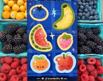 Funky Fruits Sticker Sheet - Farmer’s Market Stickers for Journaling