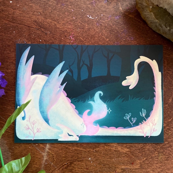 Magical Sleeping Dragon Postcard Art Print