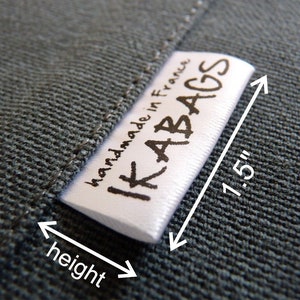 カスタムホワイトサテン衣類ラベル：1.5インチプレカットケアラベル