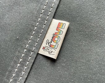 1 1/4 Zoll 30mm PRECUT Set custom Natural Ecru Cotton Halbfalte oder aufgenähte Stoffetiketten mit Deinem Logo NOFRAY