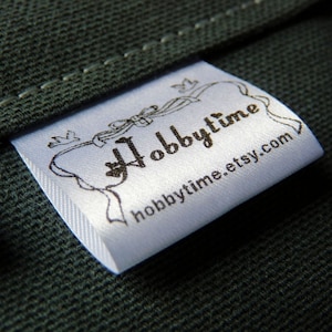 Bulk Order Custom Fabric Labels White Satin Care Label Clothing Labels with Black ink with your Logo PRECUT image 7