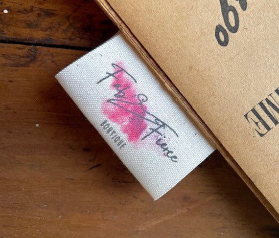 From 100 pcs Custom Cotton Fabric Labels: Natural color, Sew-On, with your logo
