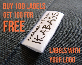 Satin Fabric Labels BOGO SALE 100+100 free Custom Clothing Labels with your Logo PRECUT