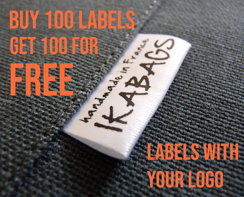 Satin Fabric Labels BOGO SALE 100+100 free Custom Clothing Labels with your Logo PRECUT 