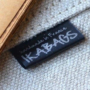 Custom Fabric labels Color Satin Clothing Labels, Logo labels PRECUT Black w/Silver ink