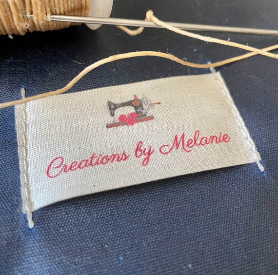 Custom Cotton Fabric Labels: Natural Ecru Sew-On, No Fray, from set of 50