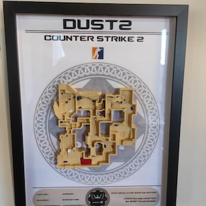 Art mural 3D inspiré d'une carte de Counter Strike Dust2 - Encadré avec un design unique