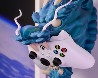3D Printed Dragon Head Controller Holder: Fantasy Gamer Room Decor
