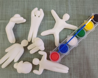 Set de figuras Meccha inspirado en el camaleón, 7 figuras con pinturas y pinceles.