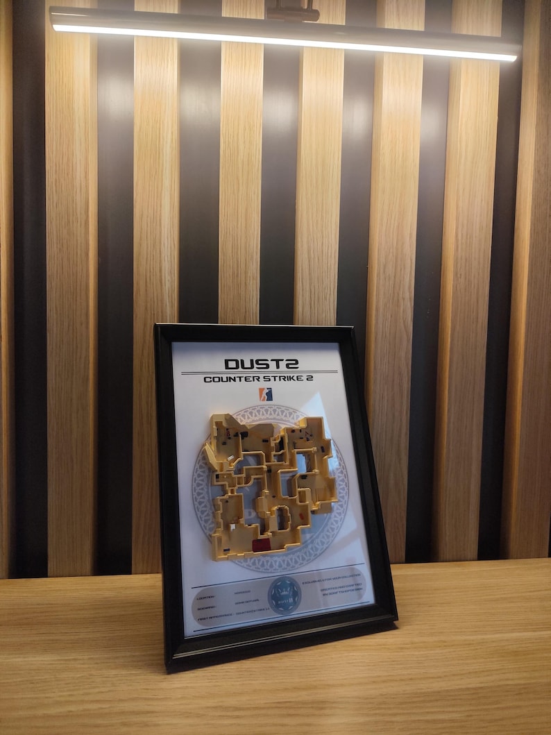 This image focuses on the hand-painted craftsmanship of the Dust2 miniature. Each color and detail is carefully applied to ensure a high-quality, lifelike representation of this beloved map.