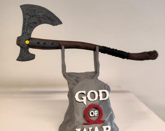 Support pour manette God of War - Présentoir à haches Léviathan peint à la main