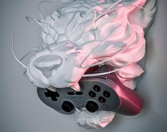 Tiger Head Controller Holder: Wall Mounted Gaming Stand