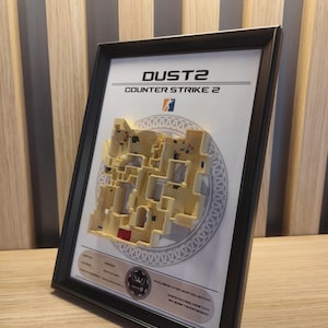 Counter strike 2 dust2 map 3d printed and framed for wall decoration