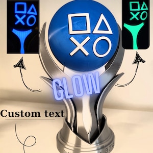 Custom PS Platinum Trophy Replica  Glow-in-the-Dark Platinum | 4”, 7", 10" Sizes