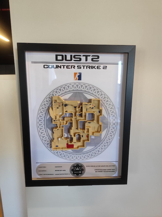 3D Counter Strike Dust2 Map inspired Wall Art -Framed with Unique Design