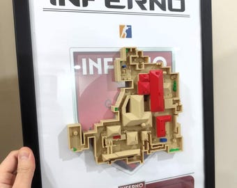 3D Counter Strike Inferno Wall Art, CS2 Gamer Room Decor, Framed Gaming Decor