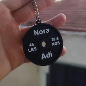 Weight Plate Keychain Custom 3D Printed– Personalized Gym Gift | Color Options Available