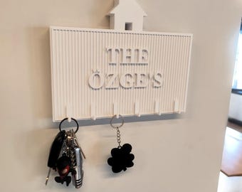 Custom Name Key Holder: 3D Printed Wall Decor, No Drill