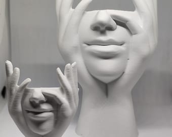 Modern Face Vase Planter – Abstract Face Sculpture Pot – Minimalist Scandinavian Home Decor