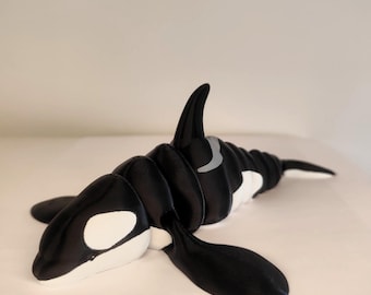 Scharnierend orkaspeelgoed: 3D-geprinte orka (groot en sleutelhanger)