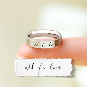 Christmas Gift For Him • Personalized Engraved Ring • Custom Handwriting Ring • Handmade Jewelry Gift • Gift for Mom • Stainless Steel Ring