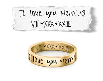 Personalized Engraved Ring • Custom Handwriting Ring • Handmade Jewelry Gift • Gift for Mom • Stainless Steel Ring • Christmas Gift For Her