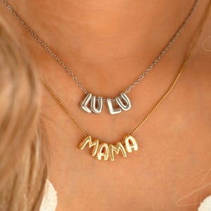 3D Bubble Name Halskette, Benutzerdefinierte Goldbuchstabe Name Mama Halskette, personalisierte Baby Name Halskette, Mama Oma Geschenk für Sie, Muttertagsgeschenk