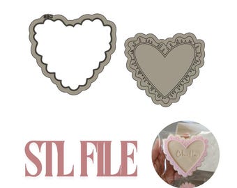 Heart Frame cookie cutter and debosser STL file