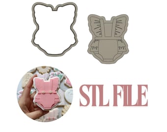 Baby Girl Romper cookie cutter and debosser STL file