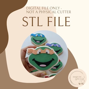 Turtle face cookie cutter and debosser STL file only