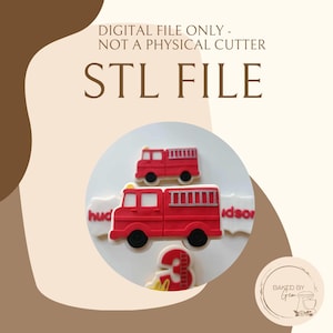Fire engine cookie cutter and debosser STL file
