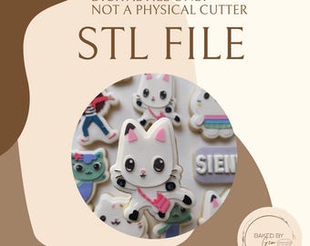 Cat with bag cookie cutter and debosser STL file