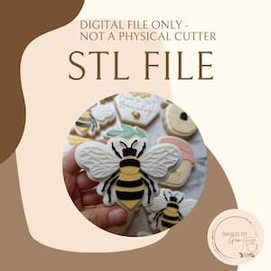 Bee cookie cutter and debosser STL file