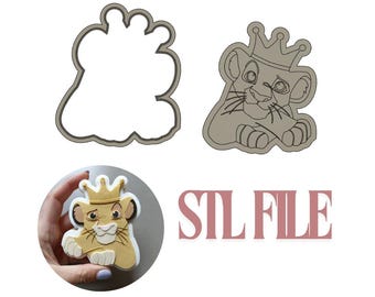 Simba cookie cutter and debosser STL file