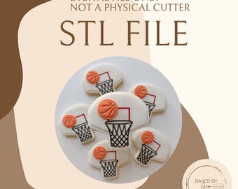 Basketkorg och basketbollskakform och debosser, endast STL-fil