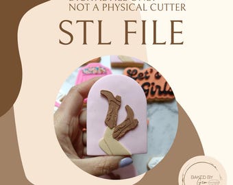 Cowboy Boots debossing plate and arch cookie cutter STL file