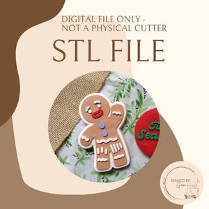 Gingy cookie cutter and debosser STL file