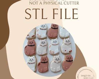 Sitting cat cookie cutter and debosser STL file