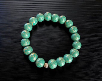Teal Green Beaded Stretch Bracelet