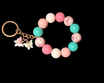 Butterfly Beaded Wristlet Key Chain